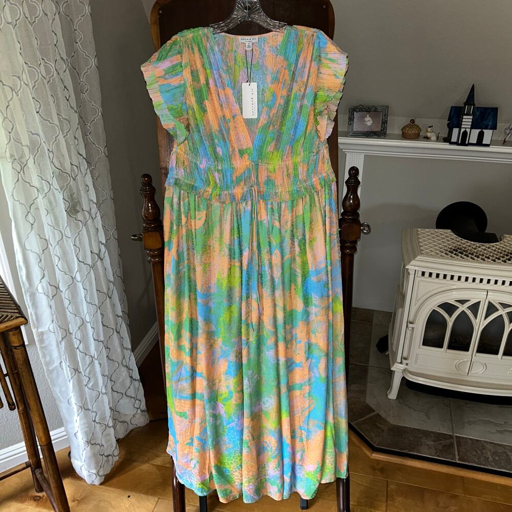 NWT Current air MARA ABSTRACT PLEATED MAXI DRESS medium